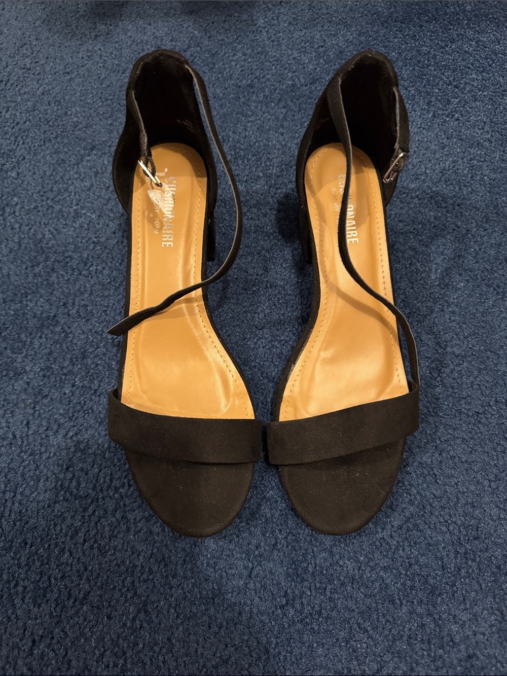 Black Ankle-Strap Women's Open Toed Block Heel